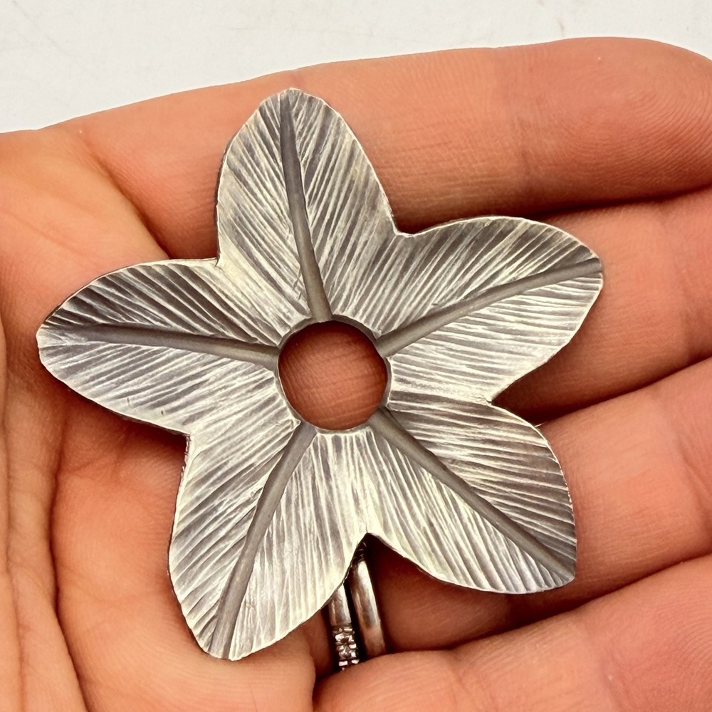Vtg 999 Fine Silver Star Flowers Soul Pendant Hand Made Shiana Signed - Picture 3 of 8